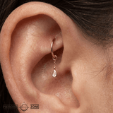 Concorde – CZ Teardrop Chain Accent – 14K Gold Dangle - piercing - zone.com