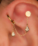 Concorde – CZ Teardrop Chain Accent – 14K Gold Dangle - piercing - zone.com