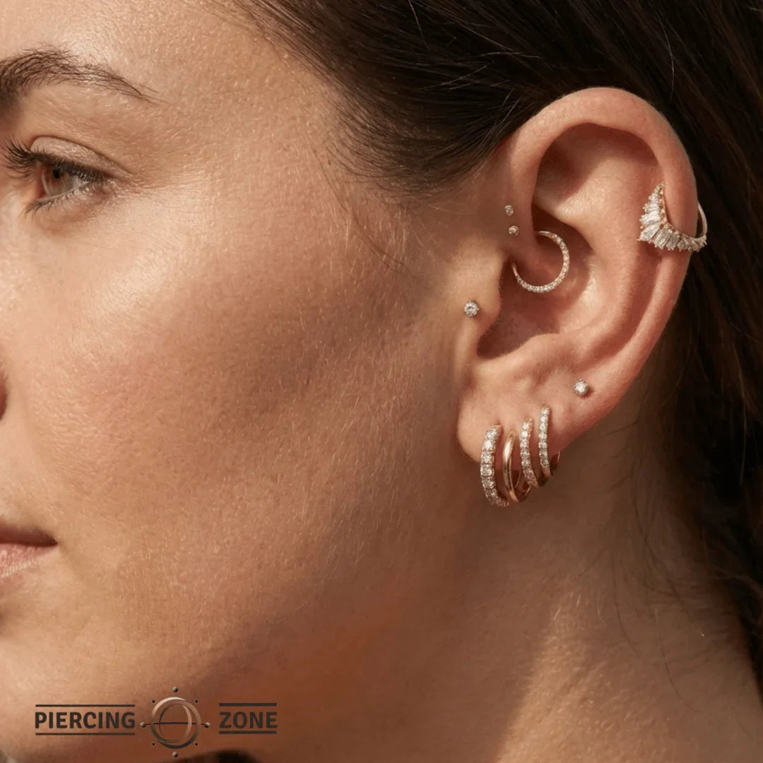 Corona Clicker with Kite, Baguette & Gemstones – 14K & 18K Gold - piercing - zone.com