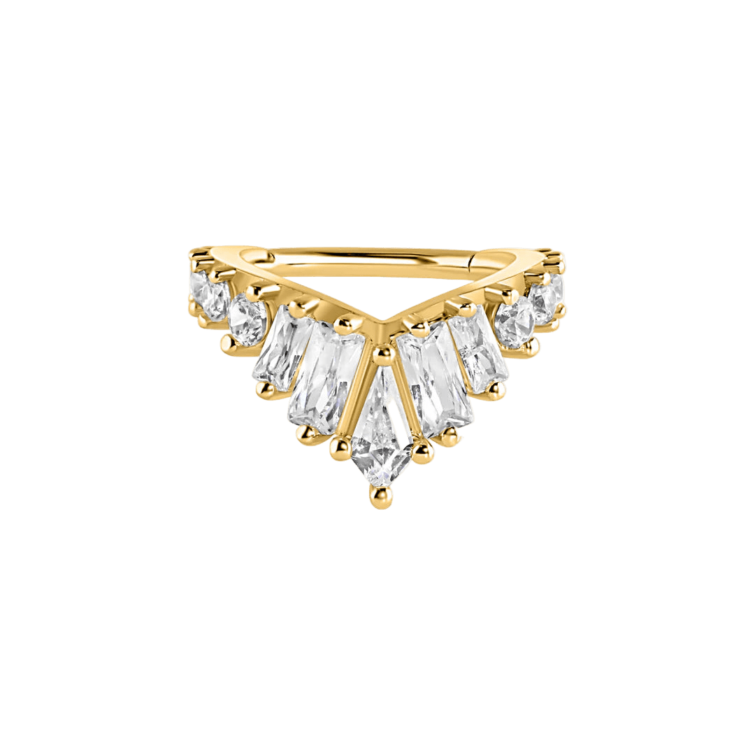 Corona Clicker with Kite, Baguette & Gemstones – 14K & 18K Gold - piercing - zone.com