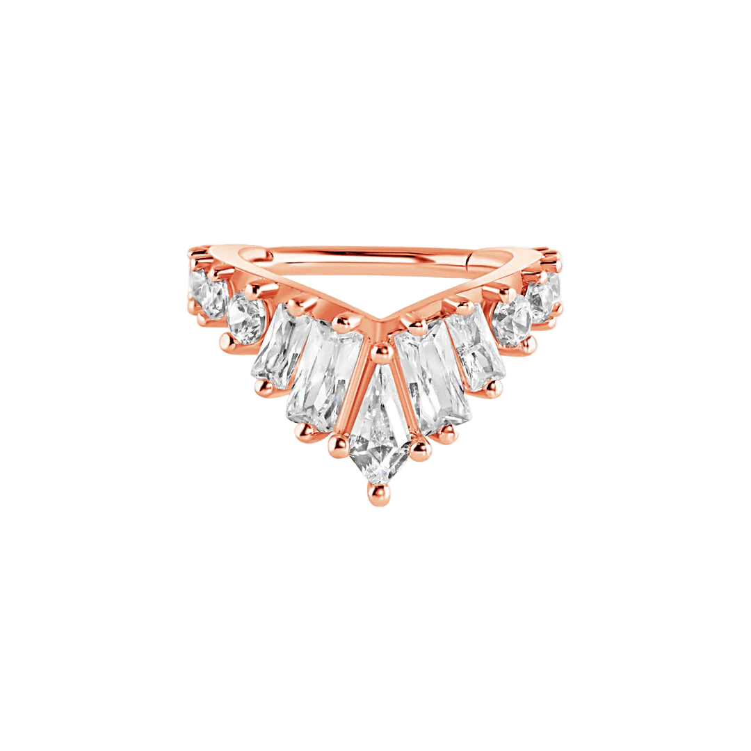 Corona Clicker with Kite, Baguette & Gemstones – 14K & 18K Gold - piercing - zone.com
