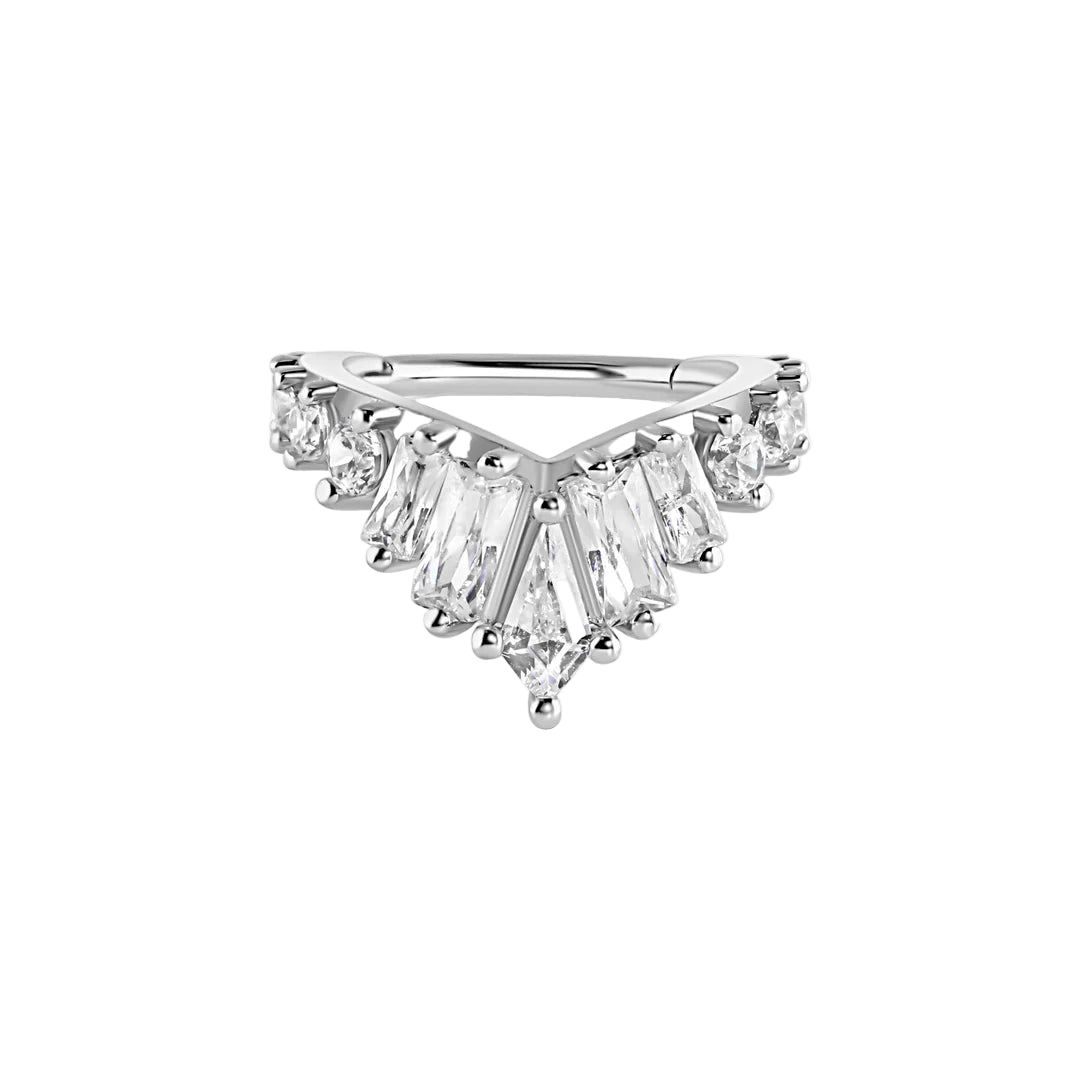 Corona Clicker with Kite, Baguette & Gemstones – 14K & 18K Gold - piercing - zone.com