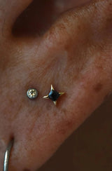 Corvin – Black CZ Star – 14K Gold Threadless End - piercing - zone.com