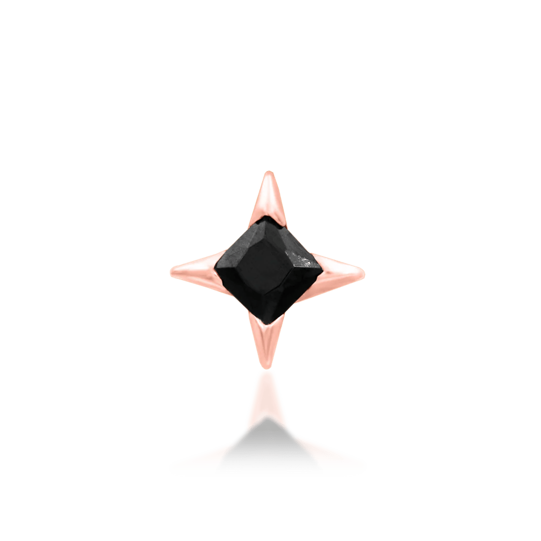 Corvin – Black CZ Star – 14K Gold Threadless End - piercing - zone.com