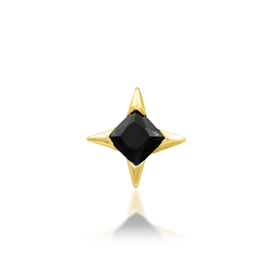 Corvin – Black CZ Star – 14K Gold Threadless End - piercing - zone.com