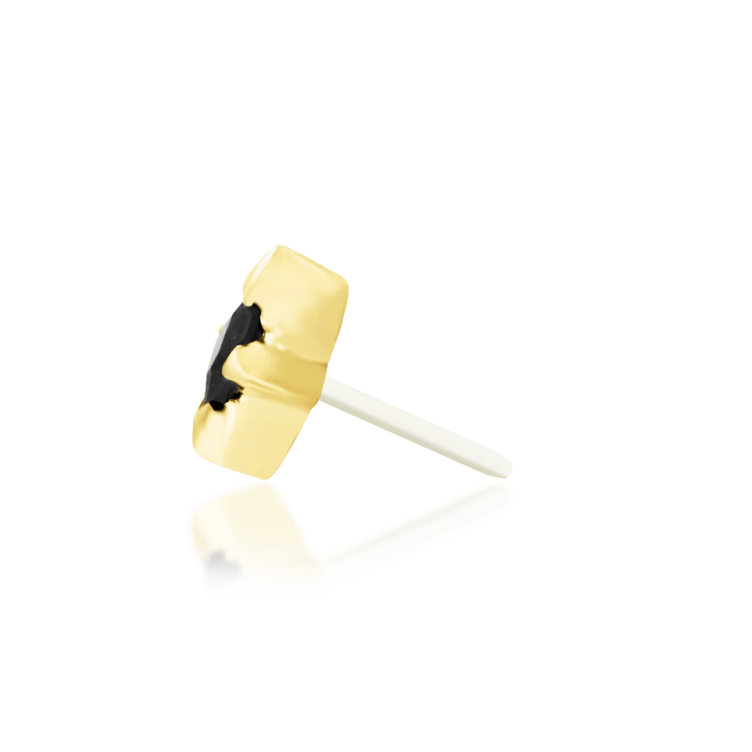 Corvin – Black CZ Star – 14K Gold Threadless End - piercing - zone.com