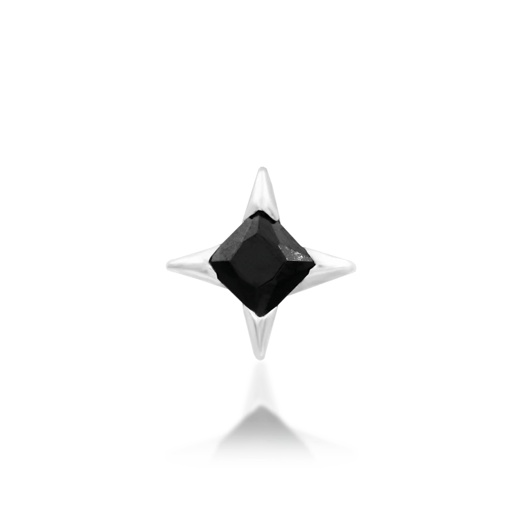 Corvin – Black CZ Star – 14K Gold Threadless End - piercing - zone.com