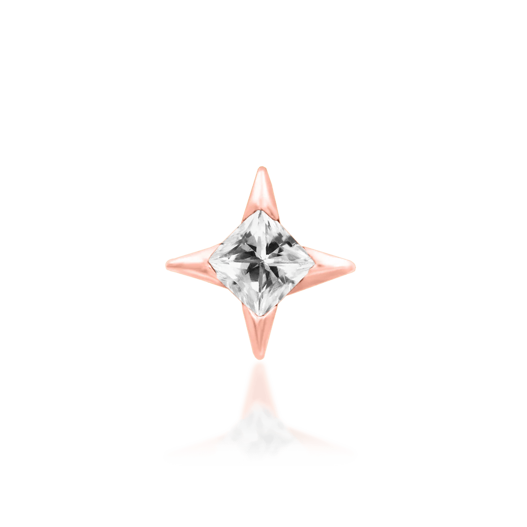 Corvin – White CZ Star – 14K Gold Threadless End - piercing - zone.com