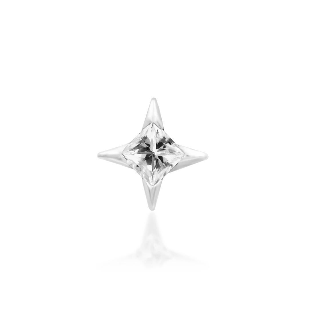 Corvin – White CZ Star – 14K Gold Threadless End - piercing - zone.com