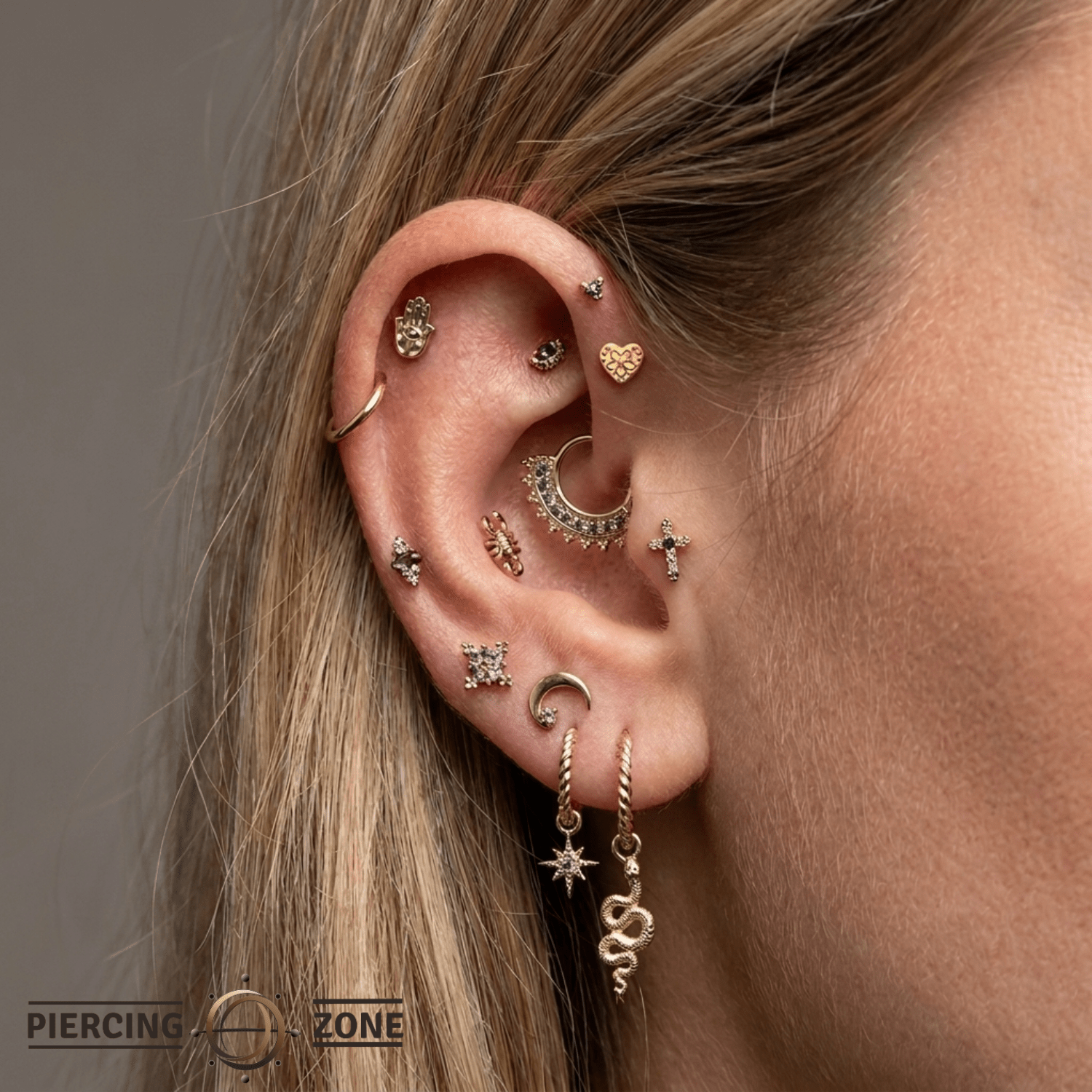 Cosmic Heart - 18K Gold Threadless End - piercing-zone.com