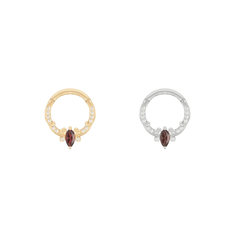 Coterie – Garnet – 14K Gold Clicker - piercing - zone.com