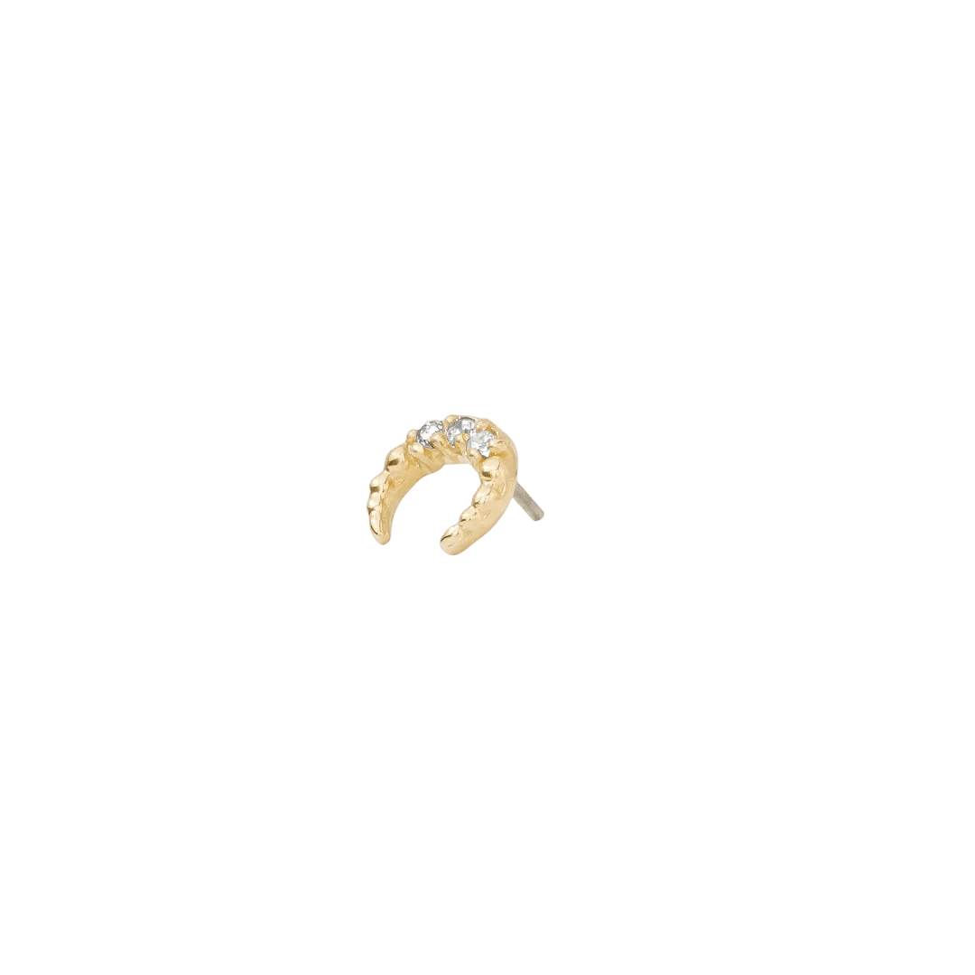 Coven Pin - 14K Gold Gem Crescent Threadless End - piercing - zone.com