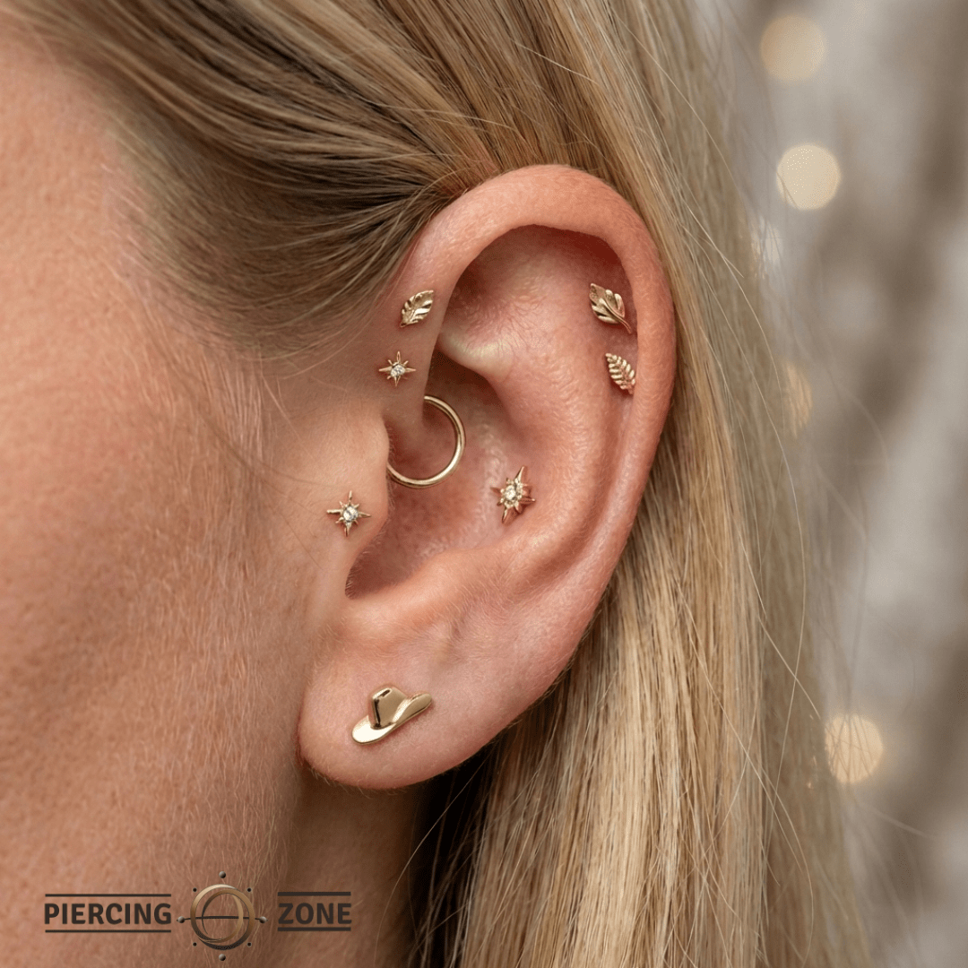 Cowgirl Hat – 14K Gold Threadless/Threaded End - piercing - zone.com