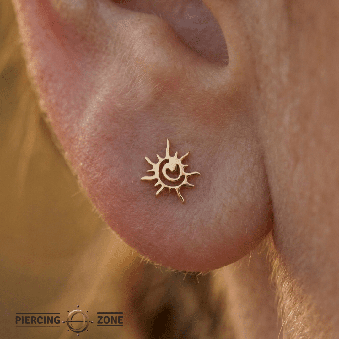 Crazy Sun – 14K Gold Threadless/Threaded End - piercing - zone.com