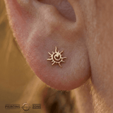 Crazy Sun – 14K Gold Threadless/Threaded End - piercing - zone.com
