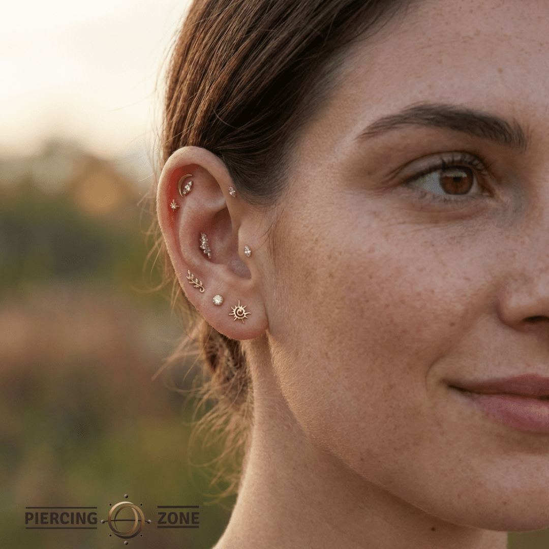 Crazy Sun – 14K Gold Threadless/Threaded End - piercing - zone.com