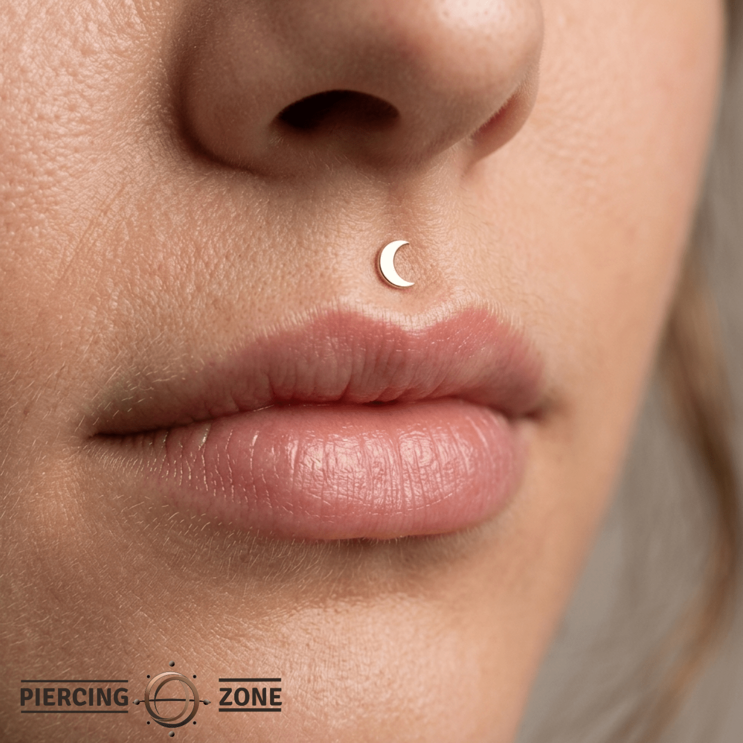 Crescent Moon – 14K Gold Celestial Threadless End - piercing - zone.com
