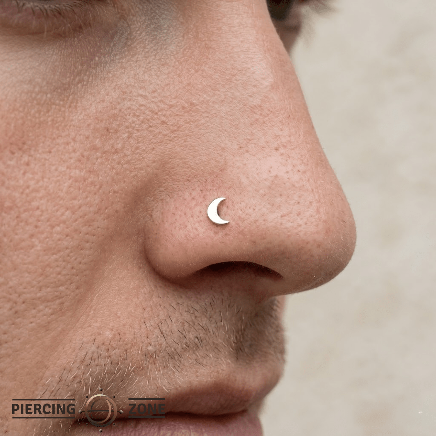 Crescent Moon – 14K Gold Celestial Threadless End - piercing - zone.com