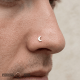 Crescent Moon – 14K Gold Celestial Threadless End - piercing - zone.com