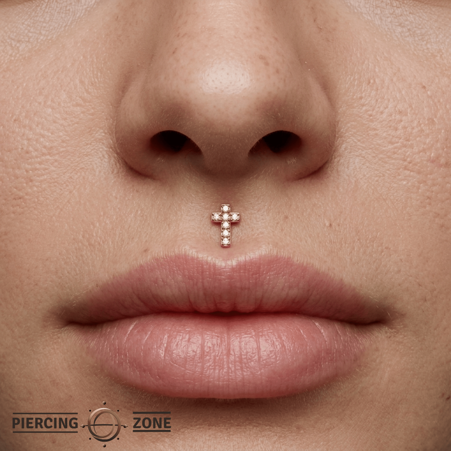 Cross - 14K Gold 7 Stone Threadless/Threaded End - piercing - zone.com