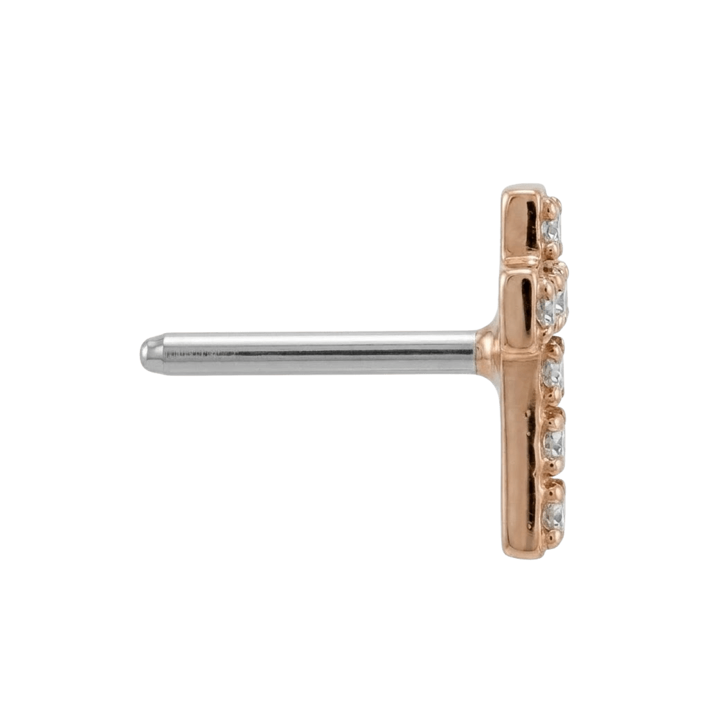 Cross - 14K Gold 7 Stone Threadless/Threaded End - piercing - zone.com