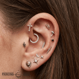 Cross - 14K Gold 7 Stone Threadless/Threaded End - piercing - zone.com