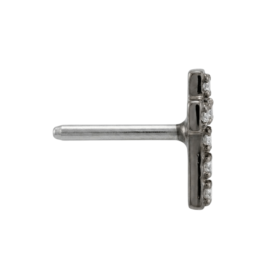 Cross - 14K Gold 7 Stone Threadless/Threaded End - piercing - zone.com