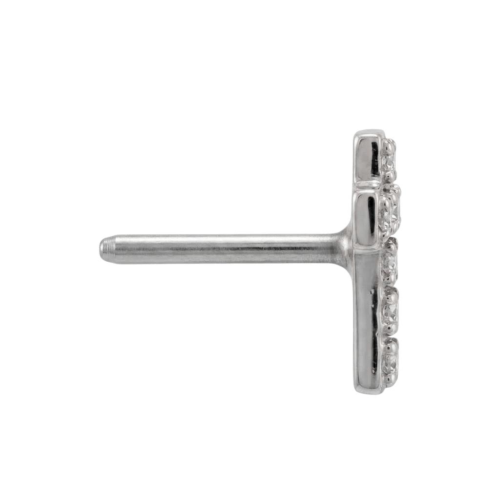 Cross - 14K Gold 7 Stone Threadless/Threaded End - piercing - zone.com