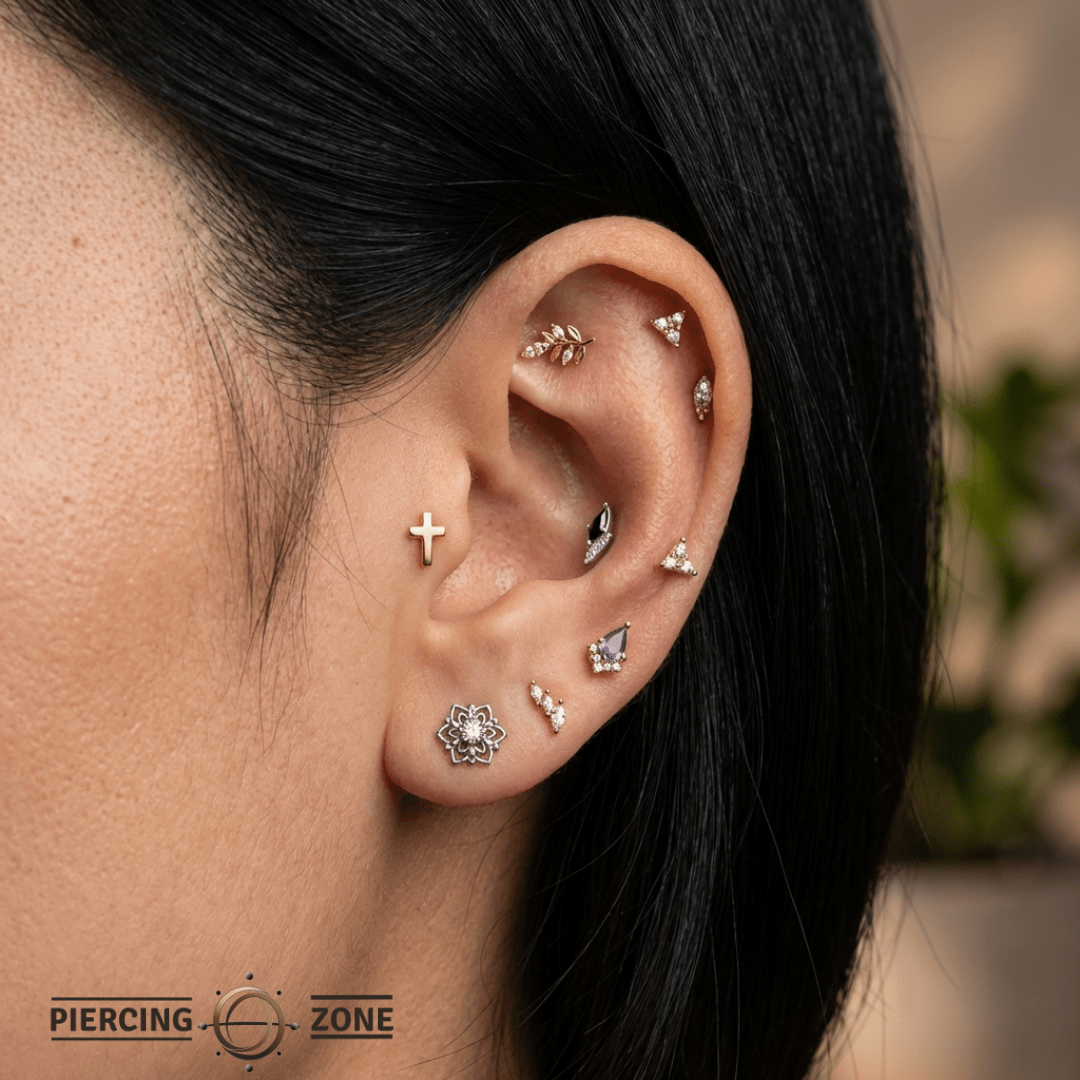Cross – 14K Gold Threadless/Threaded End - piercing - zone.com