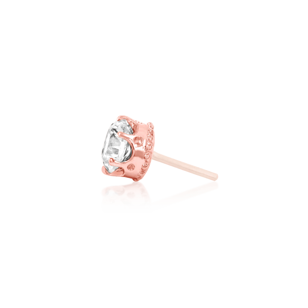 Crown - Set CZ – 14K Gold Threadless End - piercing - zone.com