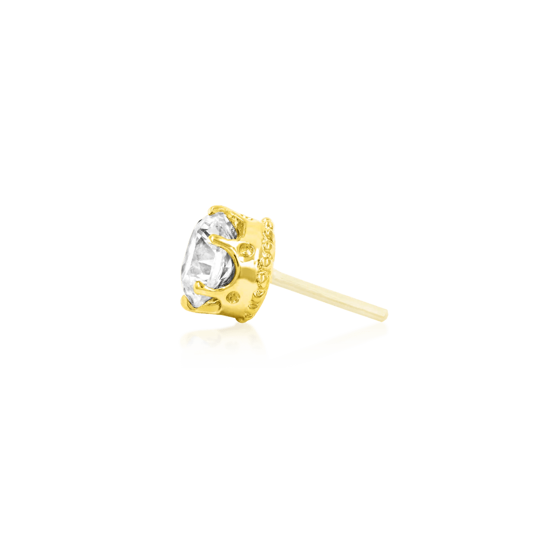 Crown - Set CZ – 14K Gold Threadless End - piercing - zone.com