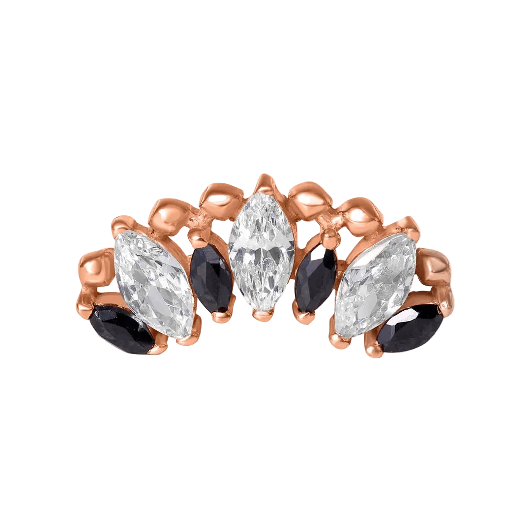 Crystal Beauty – 14K/18K Gold Marquise Cluster Threadless End - piercing - zone.com