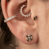 Cult Favorite – Baguette CZ Halo – 14K Gold Clicker Ring - piercing - zone.com