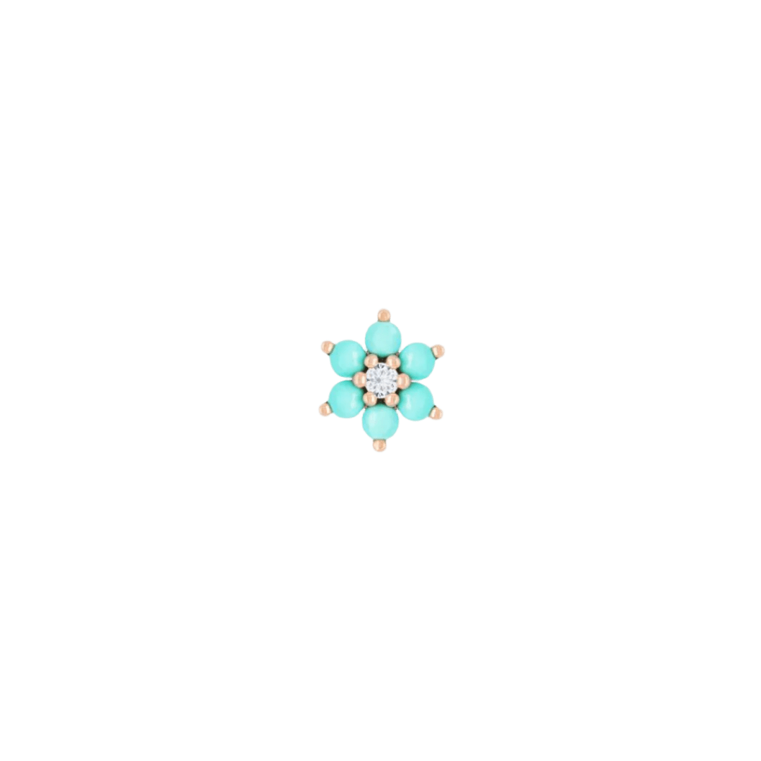 Cultivate – Turquoise Bloom – 14K Gold Threadless End - piercing - zone.com