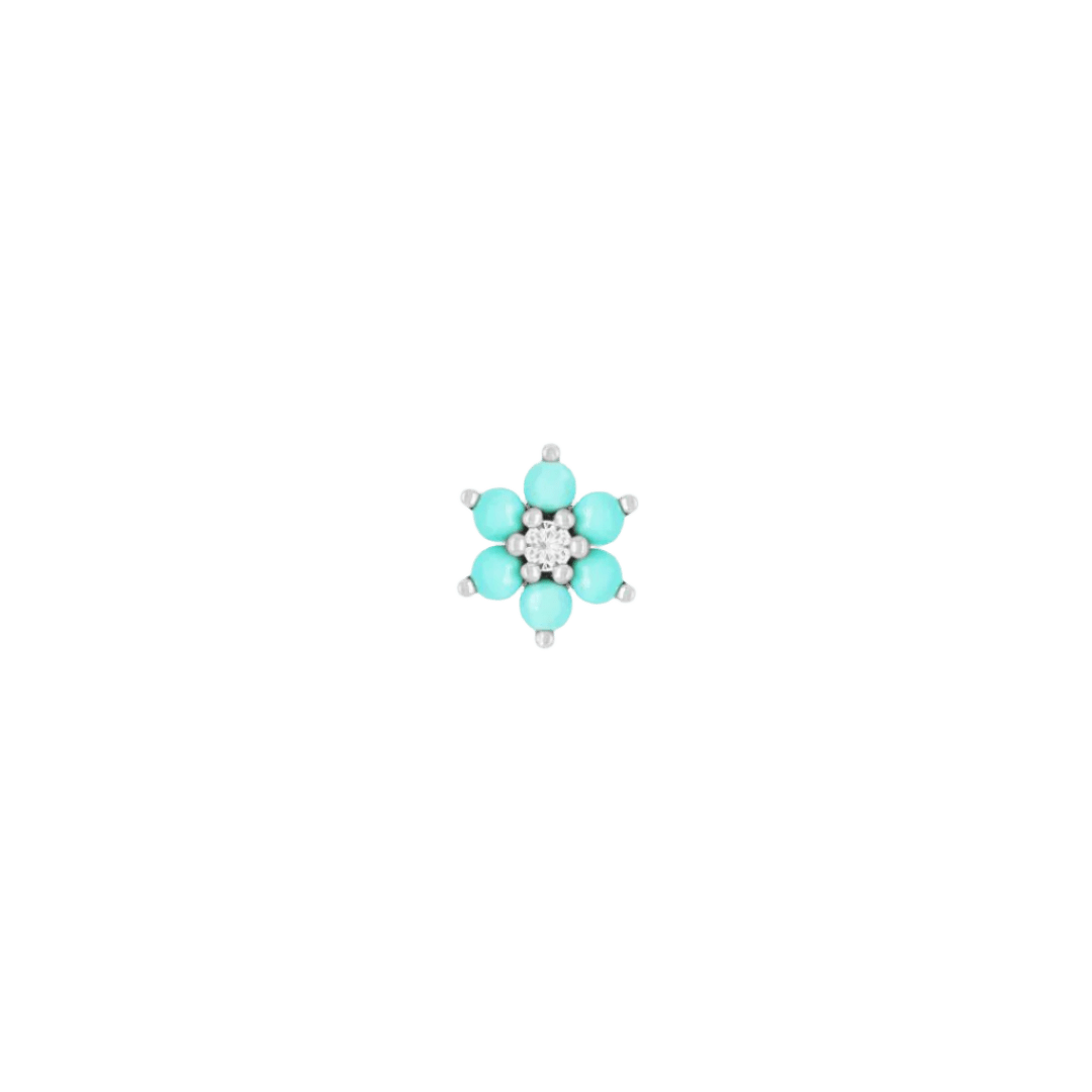 Cultivate – Turquoise Bloom – 14K Gold Threadless End - piercing - zone.com