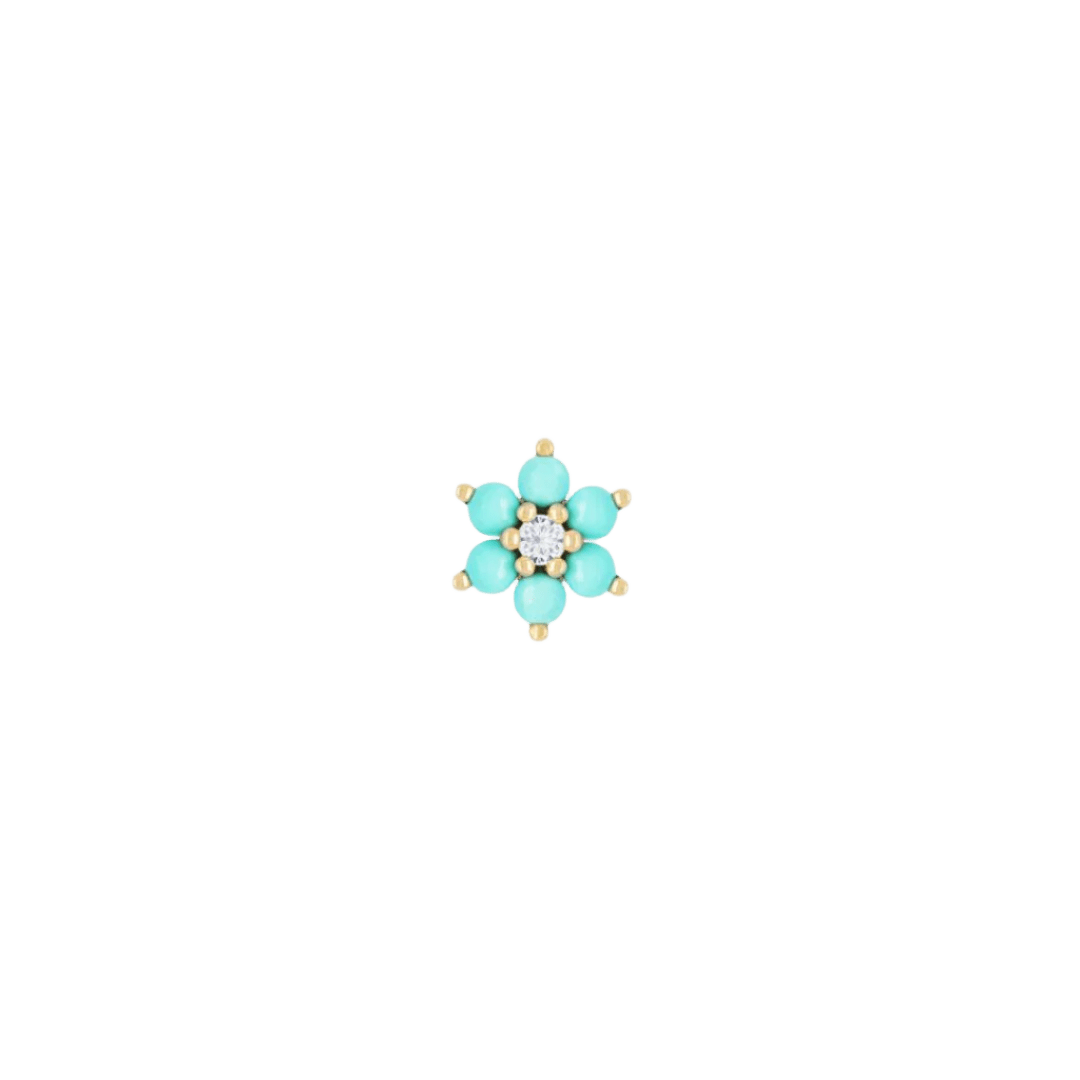Cultivate – Turquoise Bloom – 14K Gold Threadless End - piercing - zone.com