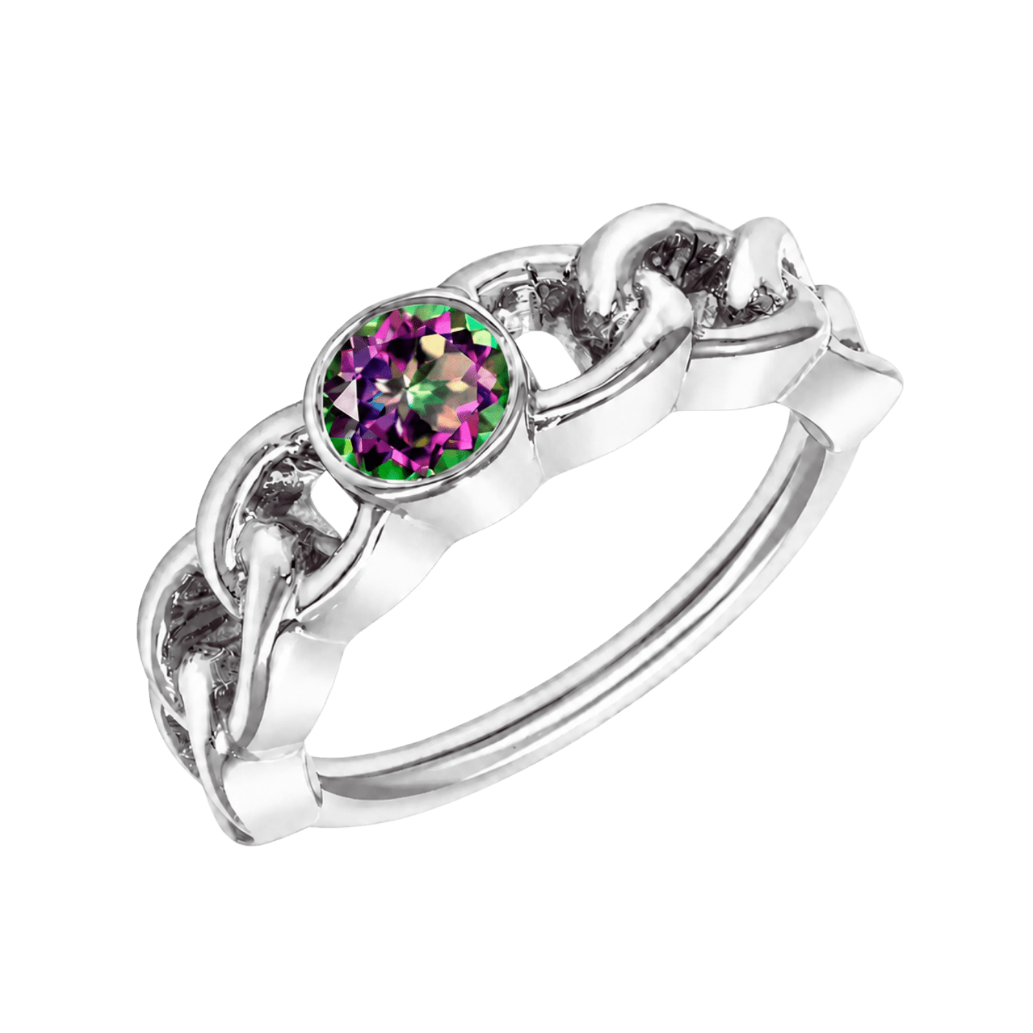 Curb Bezel Seamless Ring – 14K Gold Single-Gem Minimalist Design - piercing-zone.com