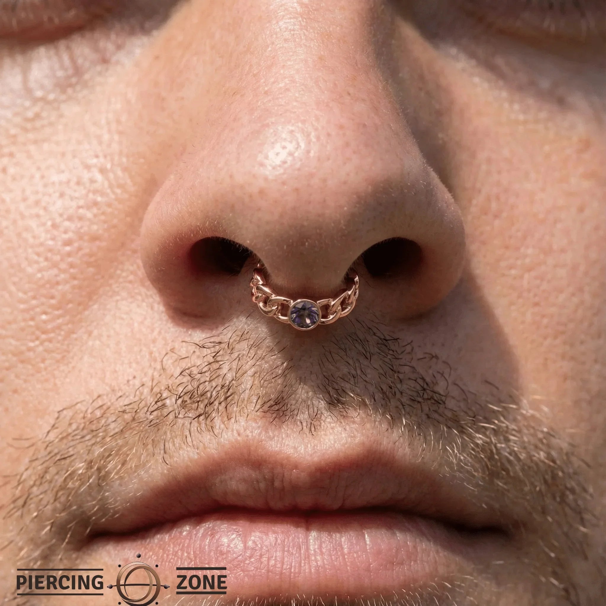 Curb Bezel Seamless Ring – 14K Gold Single - Gem Minimalist Design - piercing - zone.com