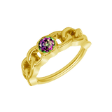 Curb Bezel Seamless Ring – 14K Gold Single - Gem Minimalist Design - piercing - zone.com