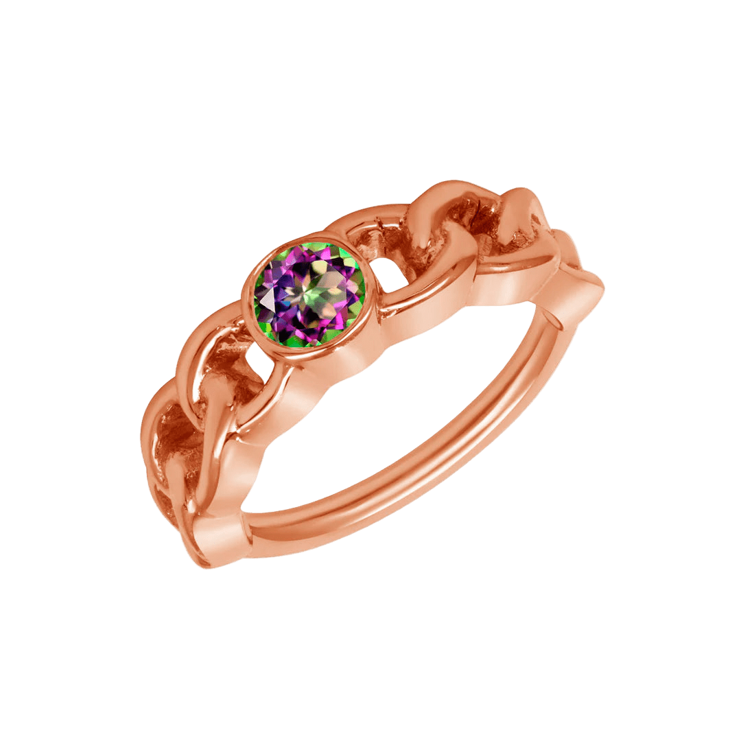 Curb Bezel Seamless Ring – 14K Gold Single - Gem Minimalist Design - piercing - zone.com