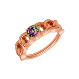 Curb Bezel Seamless Ring – 14K Gold Single - Gem Minimalist Design - piercing - zone.com