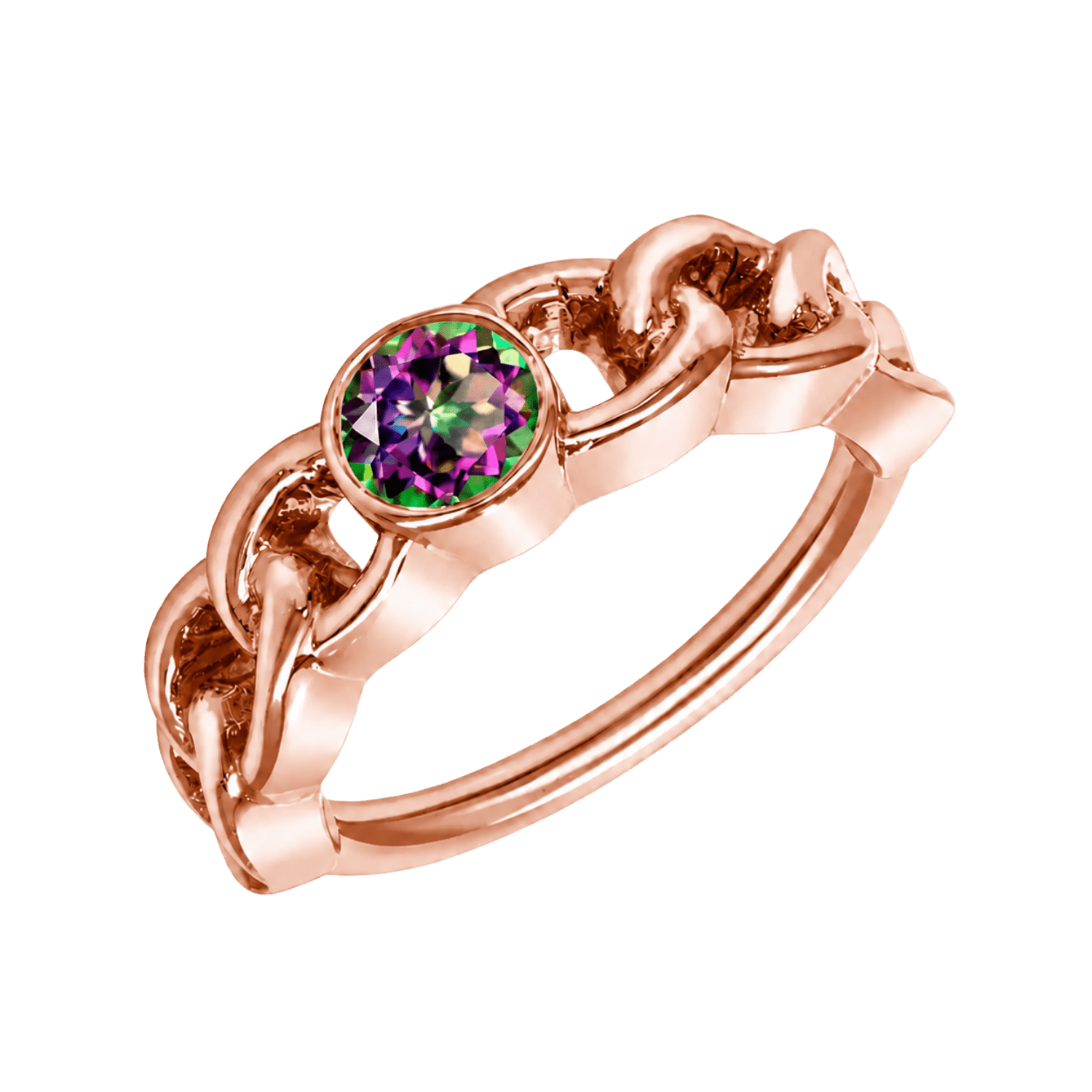 Curb Bezel Seamless Ring – 14K Gold Single-Gem Minimalist Design - piercing-zone.com