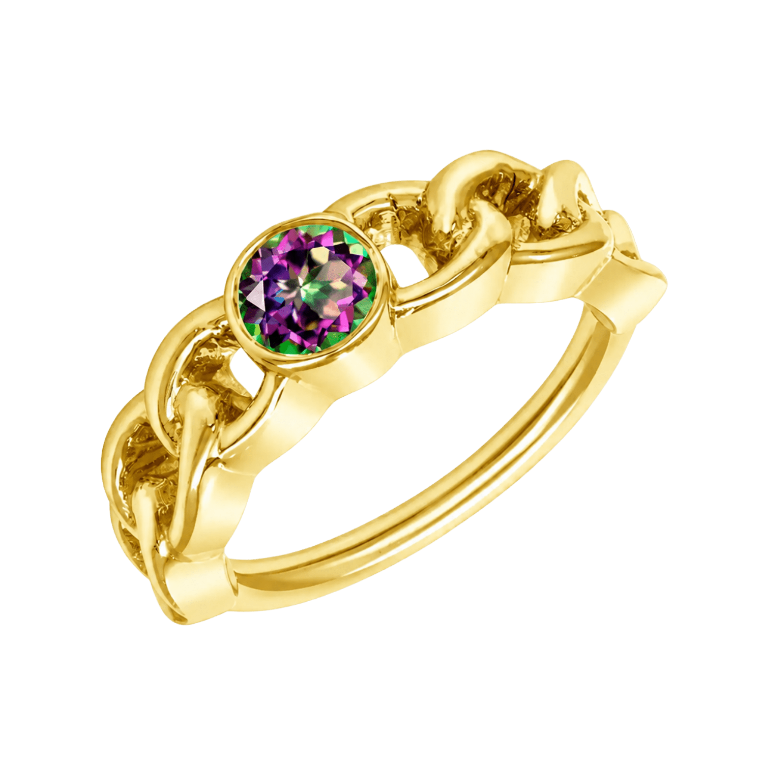 Curb Bezel Seamless Ring – 14K Gold Single-Gem Minimalist Design - piercing-zone.com