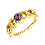 Curb Bezel Seamless Ring – 14K Gold Single-Gem Minimalist Design - piercing-zone.com