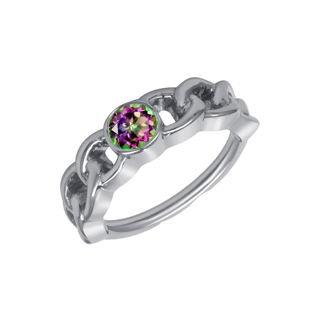 Curb Bezel Seamless Ring – 14K Gold Single - Gem Minimalist Design - piercing - zone.com