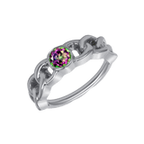 Curb Bezel Seamless Ring – 14K Gold Single - Gem Minimalist Design - piercing - zone.com