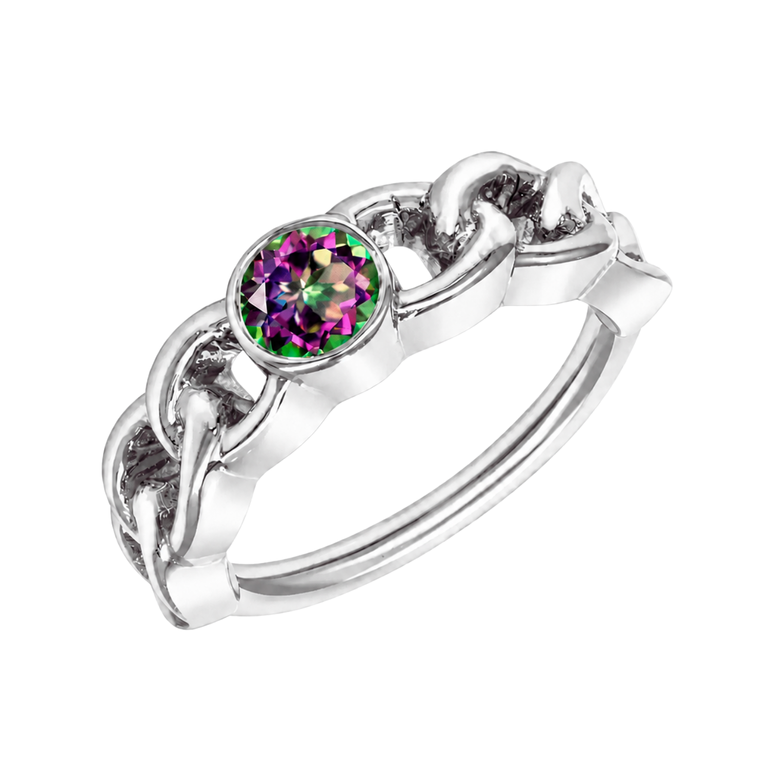 Curb Bezel Seamless Ring – 14K Gold Single-Gem Minimalist Design