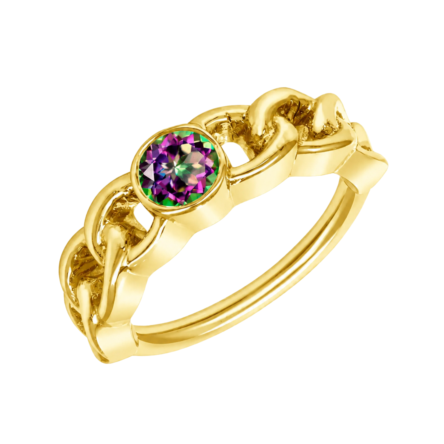 Curb Bezel Seamless Ring – 14K Gold Single-Gem Minimalist Design