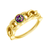 Curb Bezel Seamless Ring – 14K Gold Single-Gem Minimalist Design