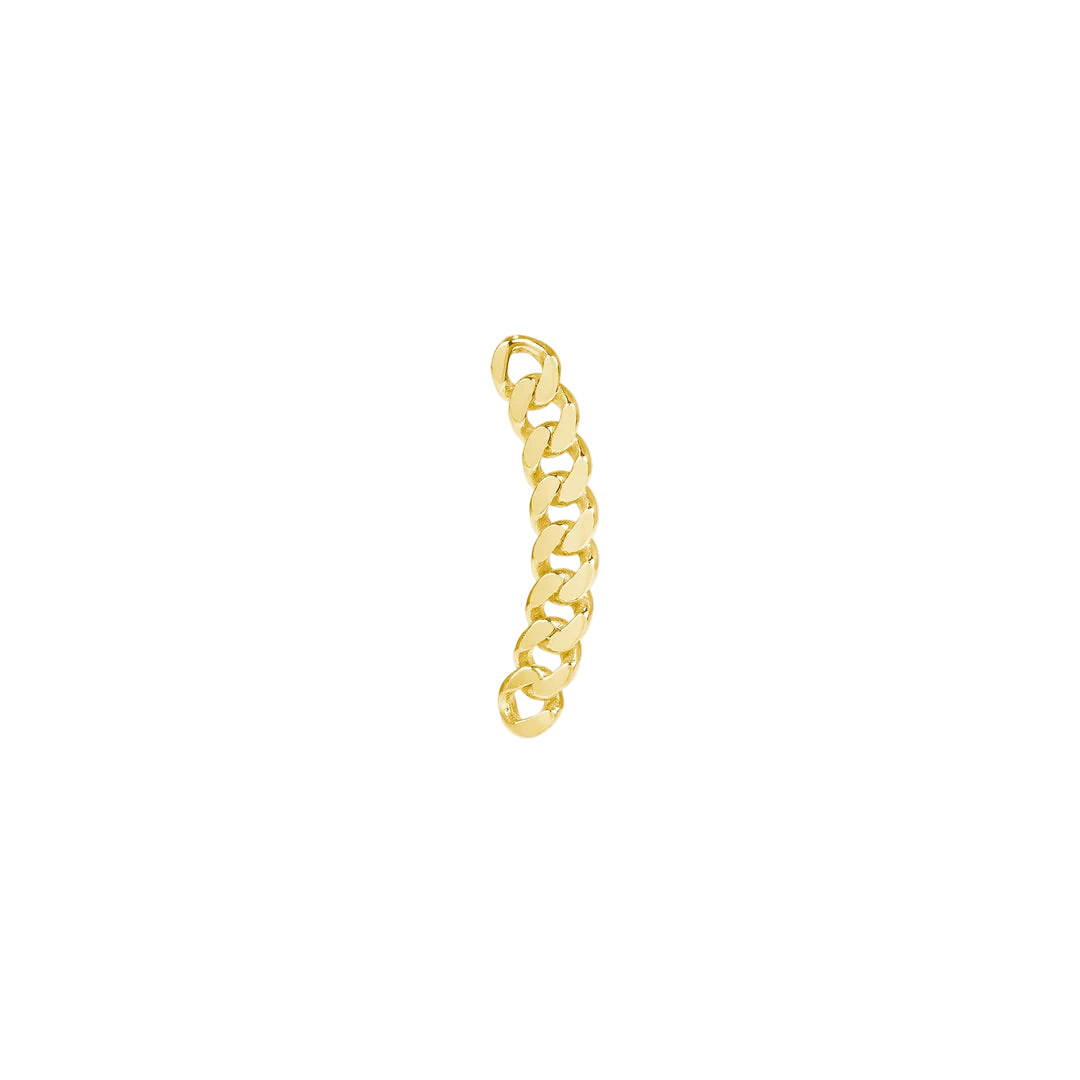 Curb Curved Chain Stud – 14K/18K Gold Threadless End - piercing - zone.com